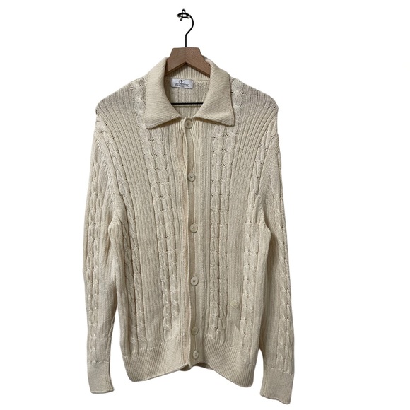 Valentino Studio Cream Knit Cardigan Sweater Size 4